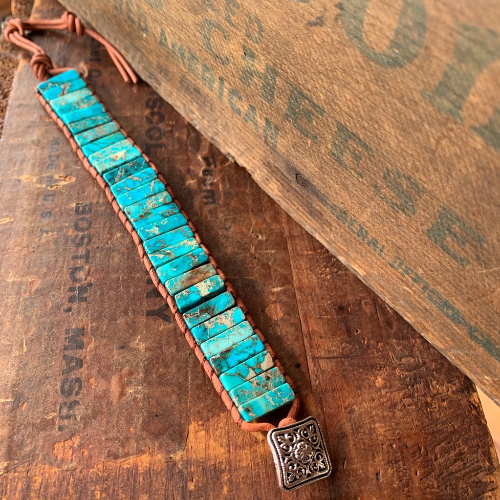 Turquoise Jasper Wide Boho Cuff Bracelet 19$